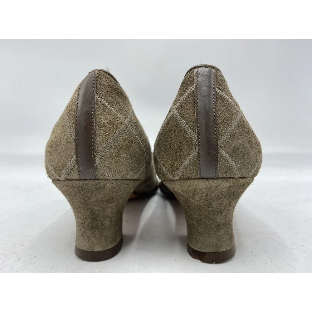 Vintage ferragamo heeled loafer‎ size 6 Brown Suede 37743